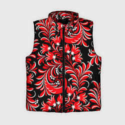 Женский жилет Хохлома - красная роспись