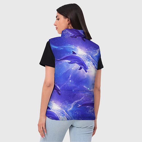 Женский жилет Дельфины в волшебном море паттерн / 3D-Черный – фото 4