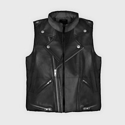 Женский жилет Кожаная куртка косуха, цвет: 3D-черный
