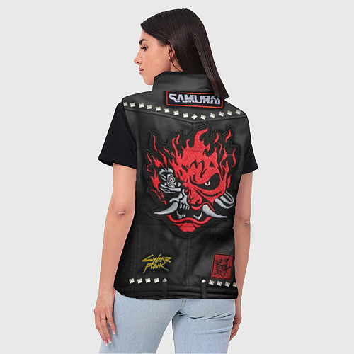 Женский жилет Косуха с нашивкой самурая киберпанк / 3D-Черный – фото 4