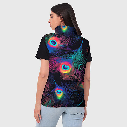 Женский жилет Павлиньи перья - разные оттенки / 3D-Черный – фото 4