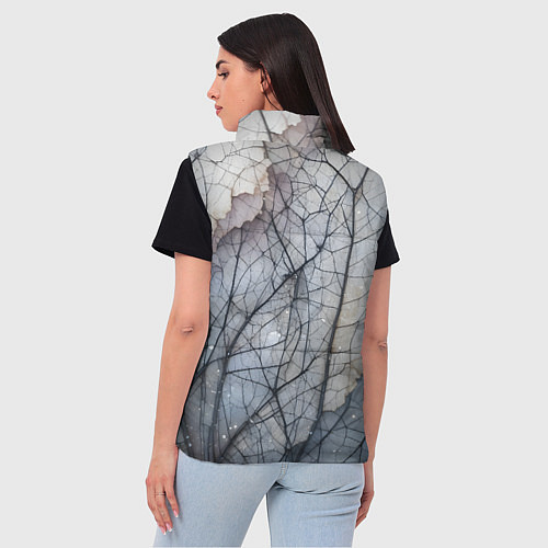 Женский жилет Прожилки листьев / 3D-Черный – фото 4