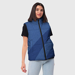 Женский жилет Синий текстурный с полосой, цвет: 3D-черный — фото 2