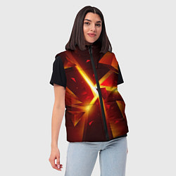 Женский жилет Трехмерный взрыв неоновых плит абстракция, цвет: 3D-черный — фото 2