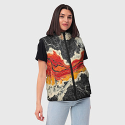 Женский жилет Красно-черная потертая текстура, цвет: 3D-черный — фото 2