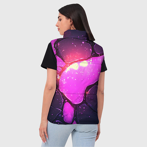 Женский жилет Розовая текстура разлом плит / 3D-Черный – фото 4