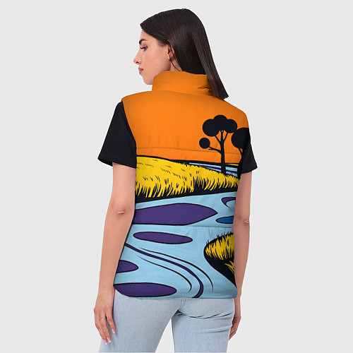 Женский жилет Пейзаж с фантастической природой / 3D-Черный – фото 4