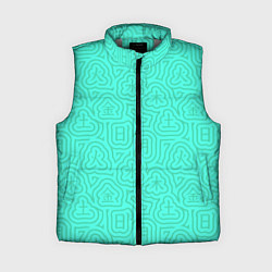 Женский жилет Лабиринтовый паттерн с иероглифами на бирюзе, цвет: 3D-светло-серый
