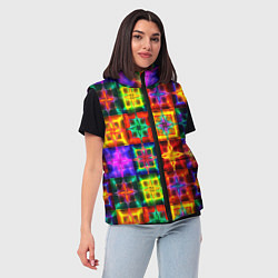 Женский жилет Неоновое стекло абстракция, цвет: 3D-черный — фото 2