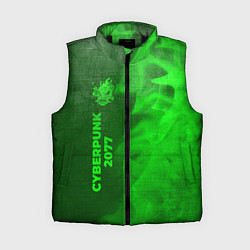 Женский жилет Cyberpunk 2077 - green gradient по-вертикали, цвет: 3D-черный