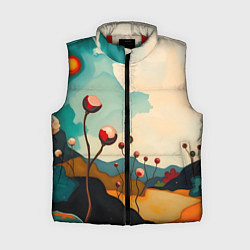 Женский жилет Сюрреалистичный пейзаж с цветами, цвет: 3D-красный
