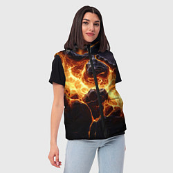 Женский жилет Золотая лава текстура, цвет: 3D-черный — фото 2