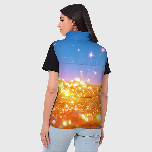 Женский жилет Золотые шарики на голубом фоне / 3D-Черный – фото 4