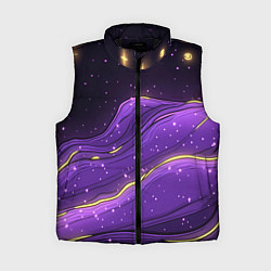 Женский жилет Фиолетовая текстура с золотыми звездочками, цвет: 3D-черный