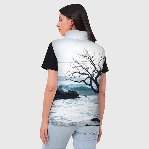 Женский жилет Дерево в море / 3D-Красный – фото 4