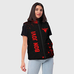Женский жилет Bon Jovi - red gradient вертикально, цвет: 3D-черный — фото 2