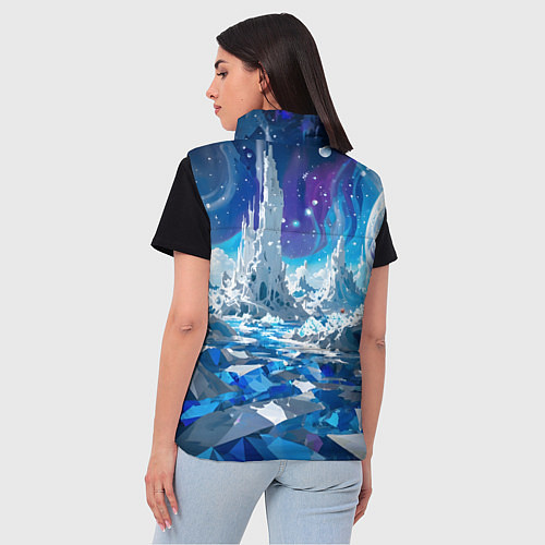 Женский жилет Космический фантастический пейзаж / 3D-Черный – фото 4