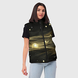 Женский жилет Золотистый свет на черной текстуре, цвет: 3D-красный — фото 2