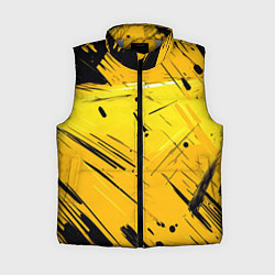 Женский жилет Желтая краска на черном фоне, цвет: 3D-светло-серый