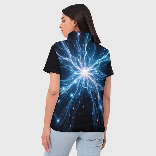 Женский жилет Всплеск света и звезды - космическая абстракция / 3D-Черный – фото 4