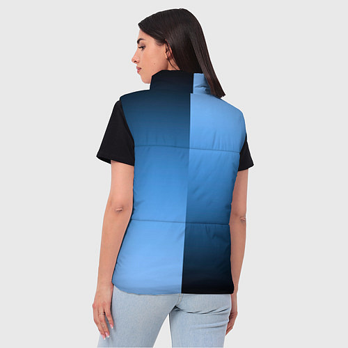 Женский жилет Градиент сине-голубой пополам / 3D-Черный – фото 4