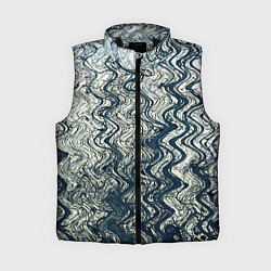 Женский жилет Бело-синий искажённые абстрактные линии