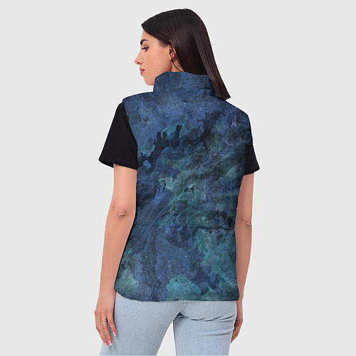 Женский жилет Абстракция - dark blue sea stone / 3D-Черный – фото 4