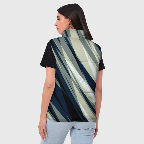 Женский жилет Синий с оливковым диагональные полосы / 3D-Черный – фото 4