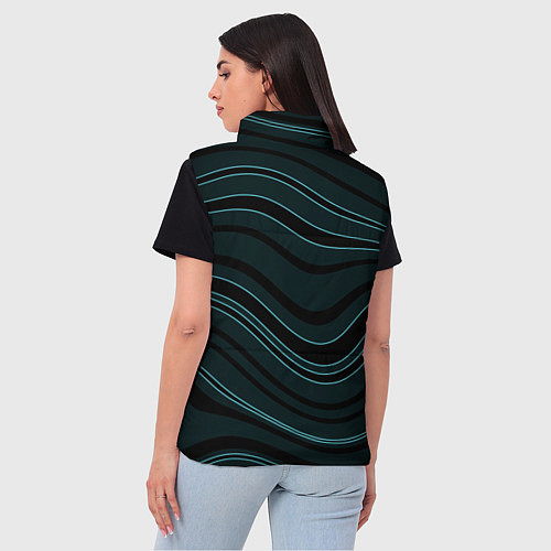 Женский жилет Тёмный синий волнистые полосы / 3D-Черный – фото 4