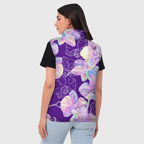 Женский жилет Японские акварельные орхидеи / 3D-Черный – фото 4