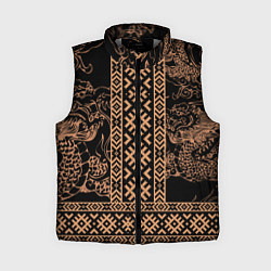 Женский жилет Золотой дракон с узорами славянскими