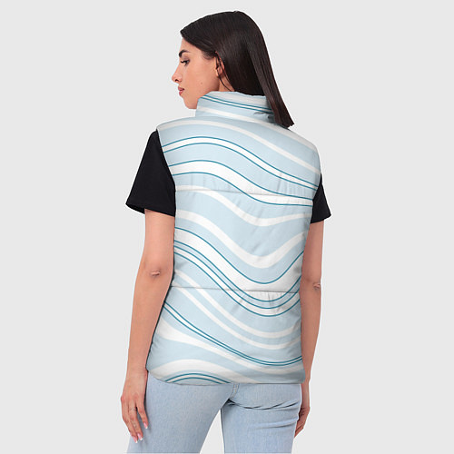 Женский жилет Светлый бело-голубой волнистые полосы / 3D-Светло-серый – фото 4