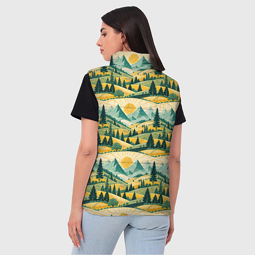 Женский жилет Горные пейзажи ретро стиль / 3D-Черный – фото 4