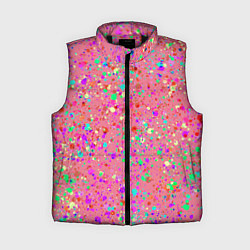 Женский жилет Розовый с разноцветными брызгами, цвет: 3D-черный
