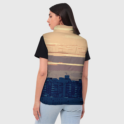 Женский жилет Городской пейзаж стилизованный / 3D-Черный – фото 4