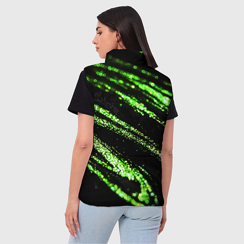 Женский жилет Зеленые блестки на черном / 3D-Черный – фото 4