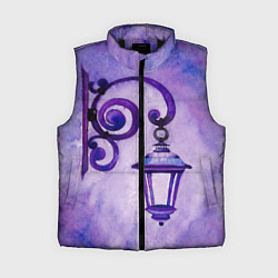 Женский жилет Уличный фиолетовый фонарь, цвет: 3D-черный