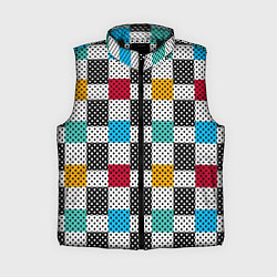 Женский жилет Узор в горошек пэчворк разноцветный, цвет: 3D-черный