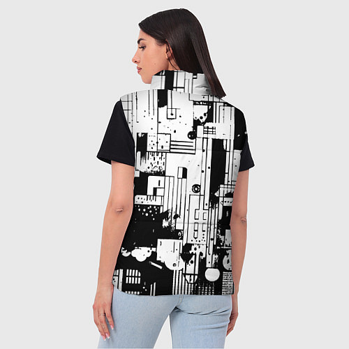 Женский жилет Чёрно-белый светлая абстракция / 3D-Черный – фото 4