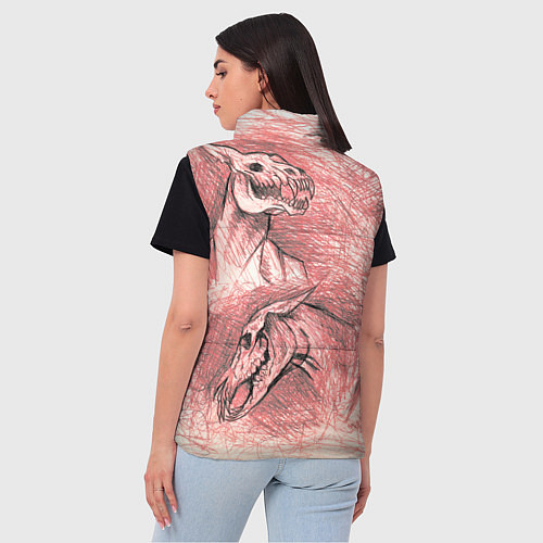 Женский жилет Черепа лошадей - эскиз / 3D-Черный – фото 4