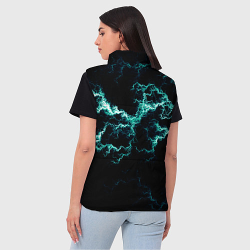Женский жилет Lightning light blue glow / 3D-Черный – фото 4