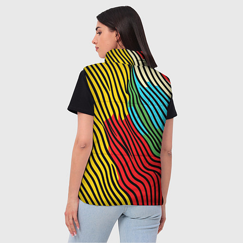 Женский жилет Абстрактные цветные линии / 3D-Черный – фото 4