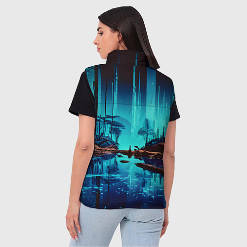 Женский жилет В неоновом лесу / 3D-Черный – фото 4