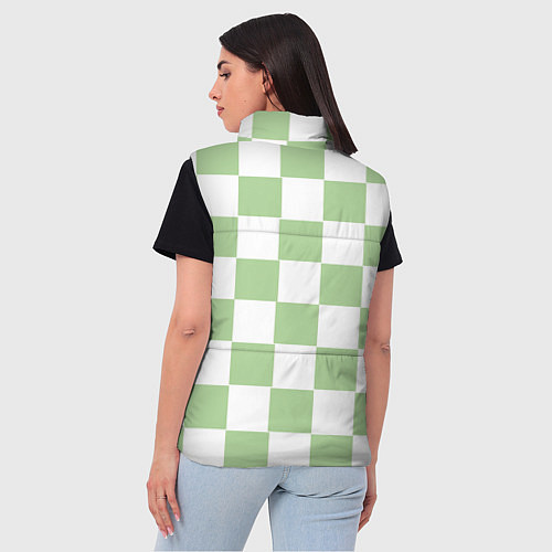 Женский жилет Квадраты зелёные / 3D-Черный – фото 4