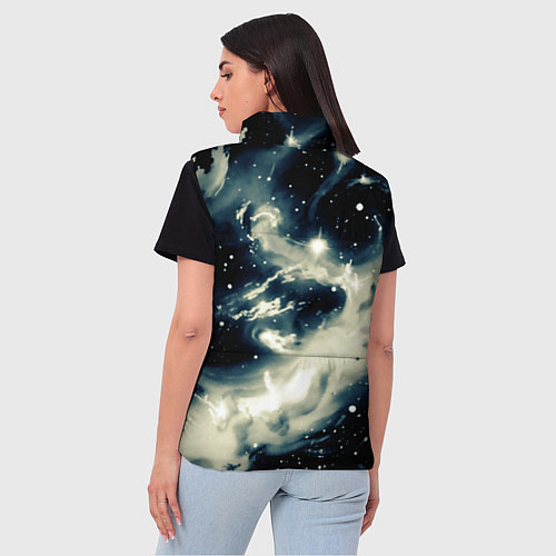 Женский жилет Космический абстрактный чёрно-синий / 3D-Черный – фото 4
