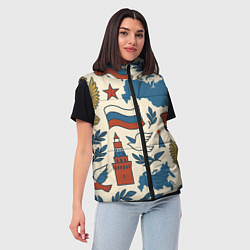 Женский жилет Российский патриотический узор, цвет: 3D-черный — фото 2