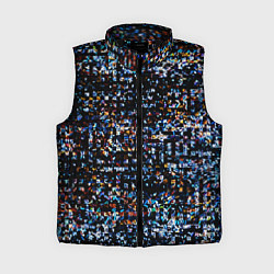 Женский жилет Тёмный чёрно-синий мелкий квадрат, цвет: 3D-черный