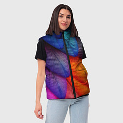 Женский жилет Радужные перья попугая, цвет: 3D-красный — фото 2