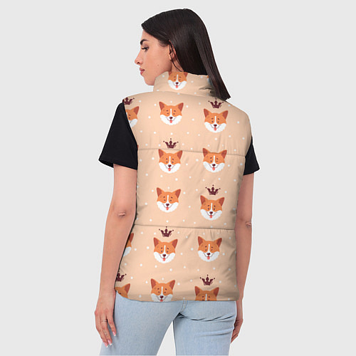 Женский жилет Паттерн с милыми мордочками собак породы корги / 3D-Черный – фото 4