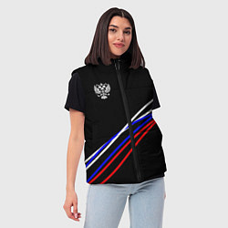 Женский жилет Герб и полосы цветов флага на чёрном, цвет: 3D-черный — фото 2